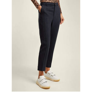 NWT Ganni Hewitt Pinstripe Crop Trousers 10 30 Navy Blue Menswear Inspired Pants